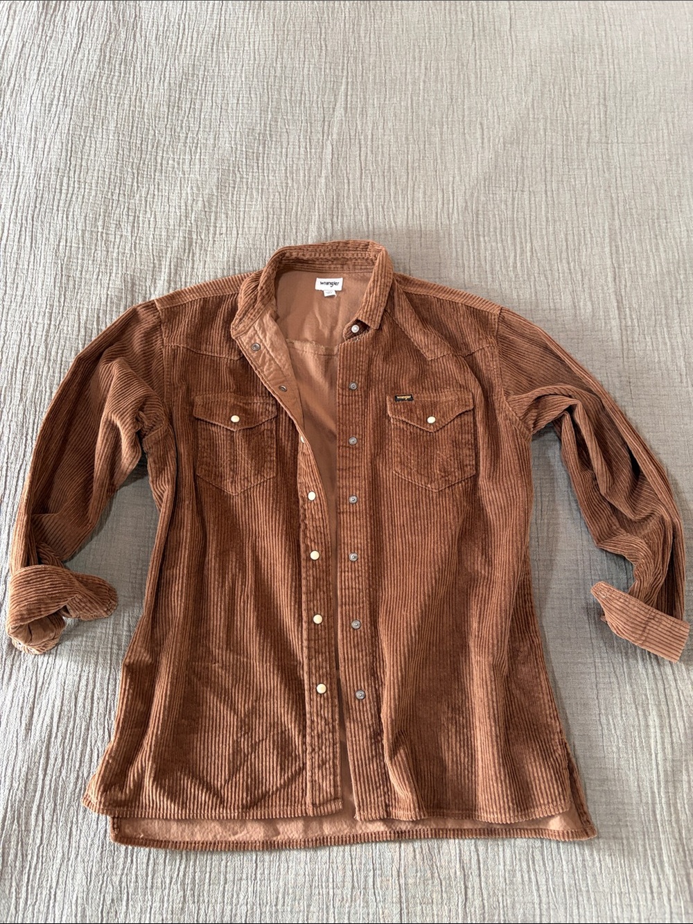 Wrangler Brown Corduroy Button-Front Men's Shirt